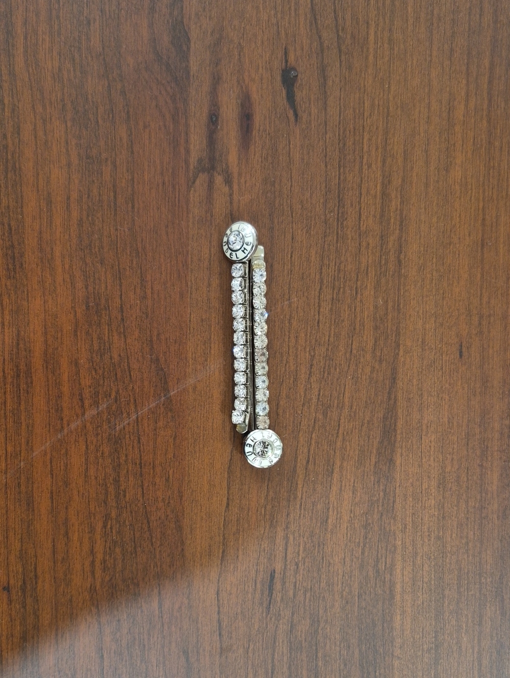 Henri Bendel Silver Crystal Bar Hair Clip Pair